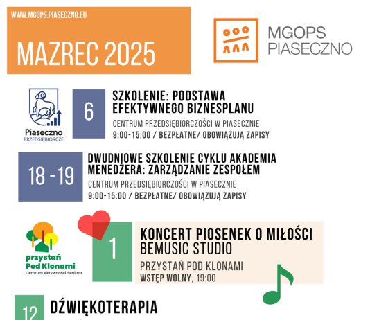 plakat Marzec 2025 z MGOPS Piaseczno