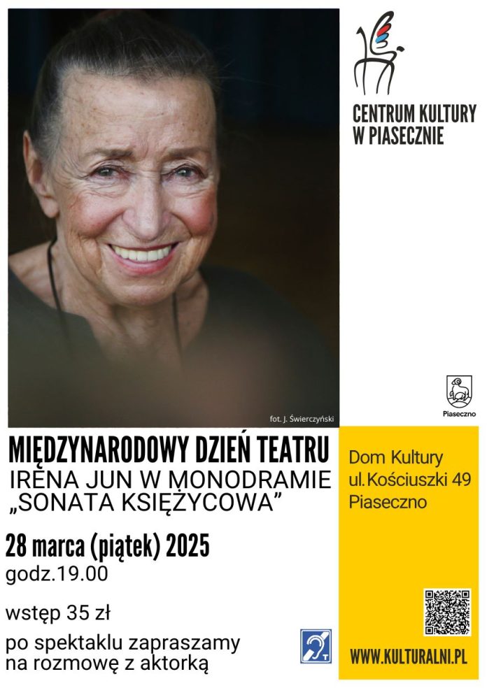 plakat Monodram Sonata księżycowa Międzynarodowy Dzień Teatru w Piasecznie