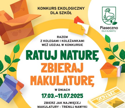 plakat Ratuj naturę zbieraj makulaturę II edycja konkursu ekologicznego