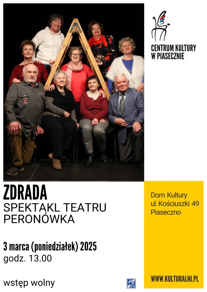 plakat Zdrada spektakl Teatru Peronówka w Piasecznie