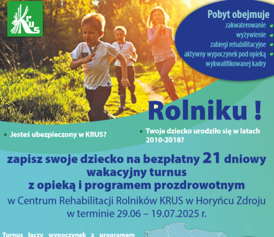 plakat- wakacyjny turnus dla dzieci rolników