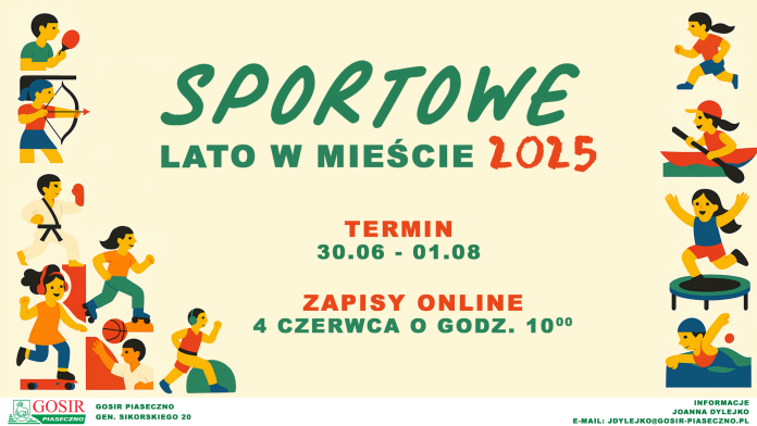 Sportowe Lato w Mieście 2025 - zapisy elektroniczne 4 czerwca godz.10:00