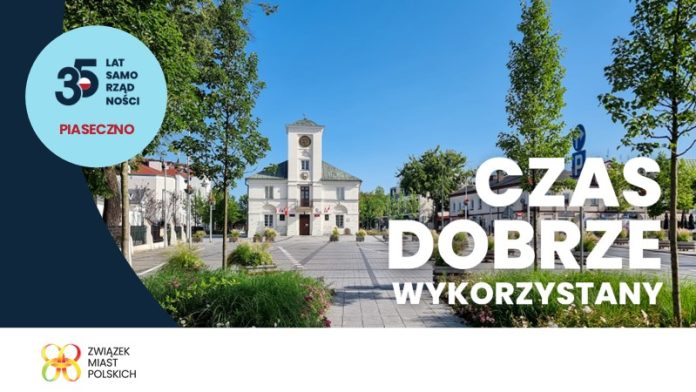 35 LAT SAMORZĄDU - GRAFIKA Z RATUSZEM