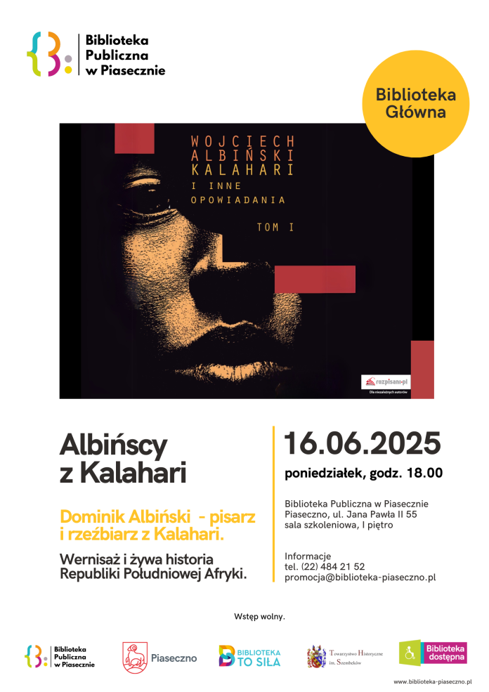 Albińscy z Kalahari Dominik Albiński pisarz i rzeźbiarz z Kalahari - wernisaż w Piasecznie