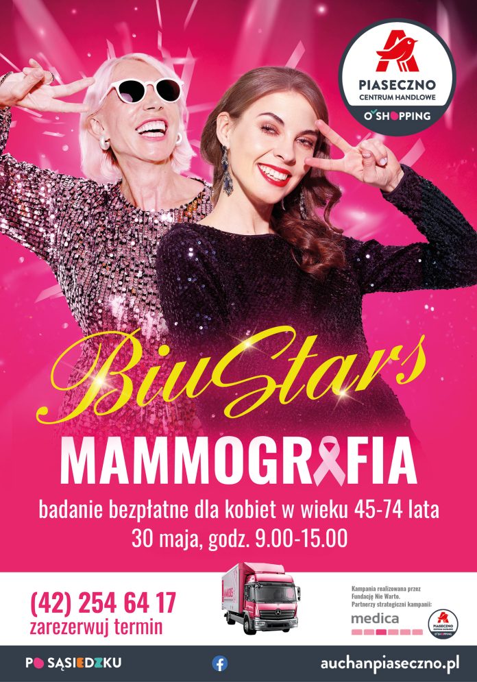 plakat Bezpłatna mammografia w Piasecznie - zatroszcz się o swoje zdrowie