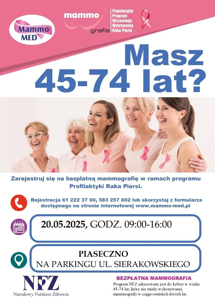 Bezpłatne badania mammograficzne w Piasecznie