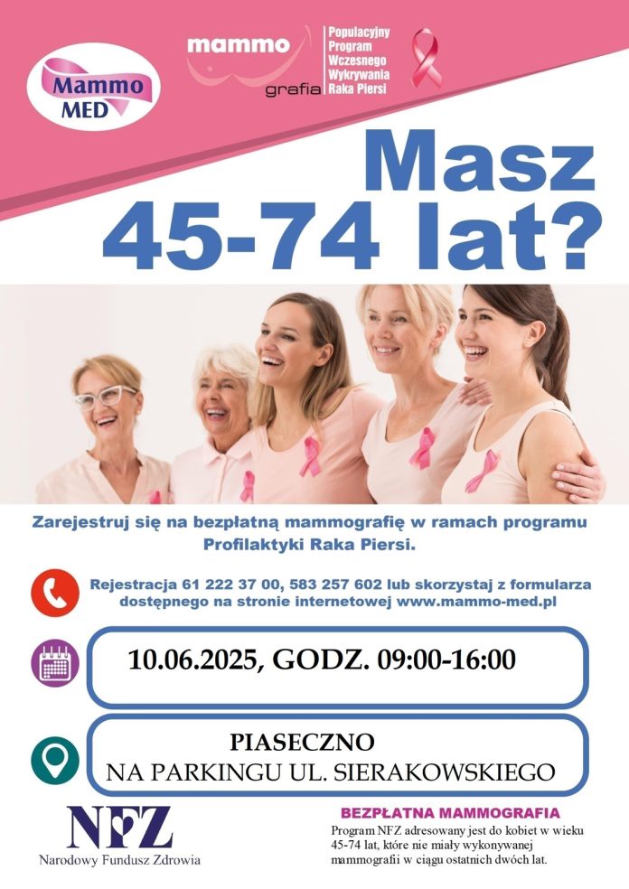 Bezpłatne badania mammograficzne w Piasecznie