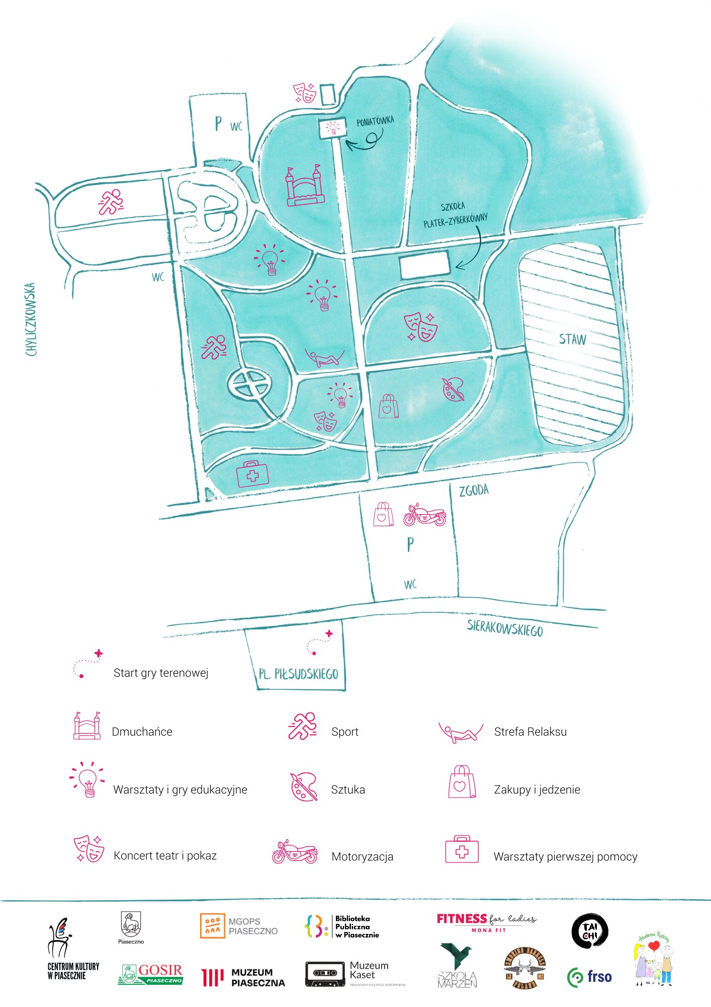 MAPA ATRAKCJI CYRKOWY DZIEŃ DZIECKA W PIASECZNIE 2025