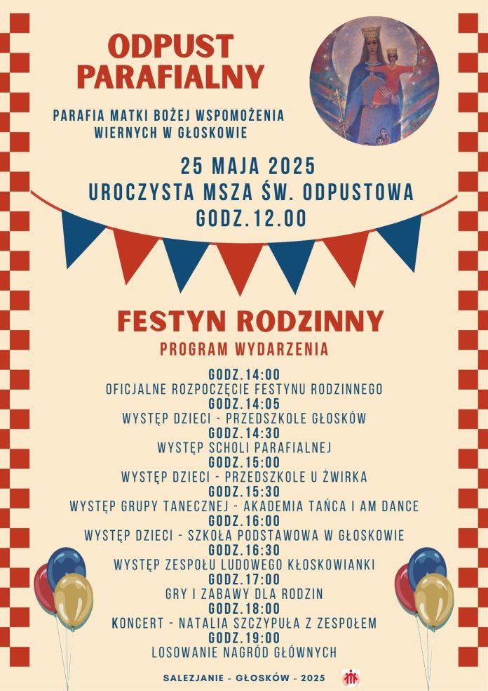 plakat Odpust Parafialny i Festyn Rodzinny w Głoskowie