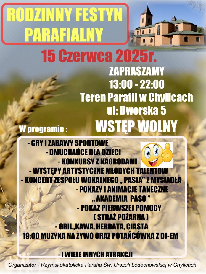 plakat Rodzinny Festyn Parafialny w Chylicach 2025
