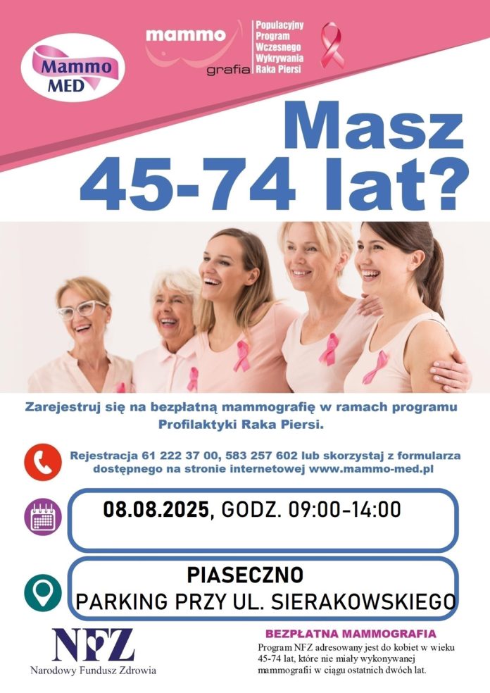 Bezpłatne badania mammograficzne w Piasecznie
