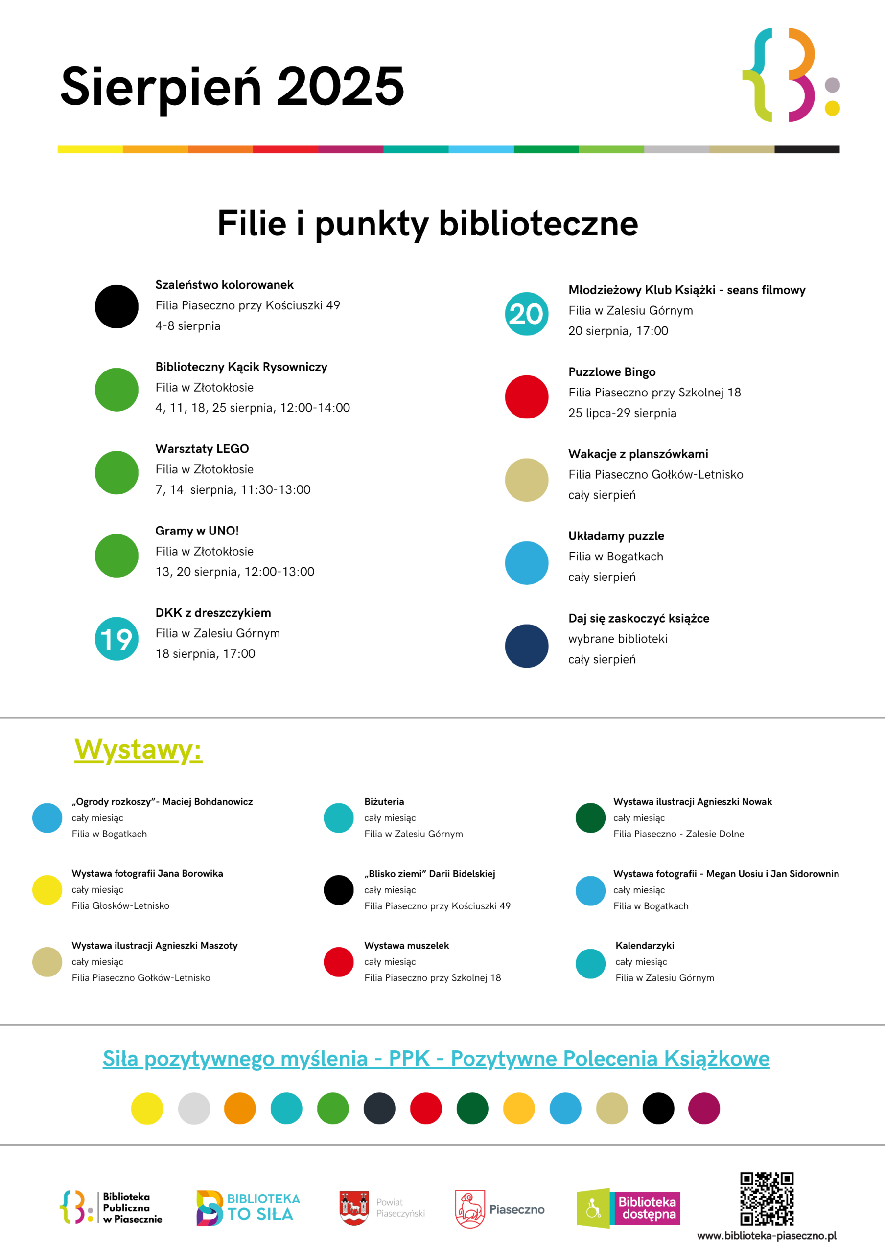 Filie i punkty biblioteczne Sierpień 2025 w Bibliotece Publicznej w Piasecznie