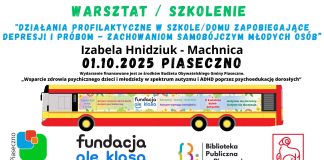 banerek z nazwą i data wydarzenia Szkolenie Działania profilaktyczne w szkole i w domu zapobiegające depresji i próbom samobójczym młodych osób