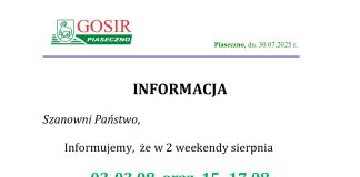 Prace konserwacyjne - zamknięcie GOSiR przy ul. Sikorskiego w dniach 02-03.08 oraz 15-17.08