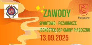 plakat Zawody Sportowo-Pożarnicze Jednostek Ochotniczych Straży Pożarnych Piaseczno 2025