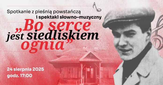 Bo serce jest siedliskiem ognia spotkanie z pieśnią powstańczą oraz spektakl słowno-muzyczny w Domu Zośki w Zalesiu Dolnym Bo serce jest siedliskiem ognia spotkanie z pieśnią powstańczą oraz spektakl słowno-muzyczny w Domu Zośki w Zalesiu Dolnym