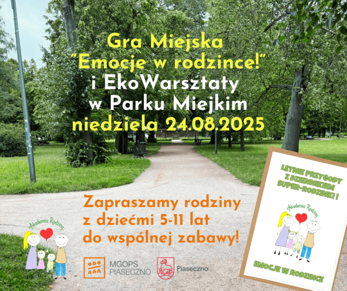 Plakat zapraszający na grę terenową Emocje w rodzince