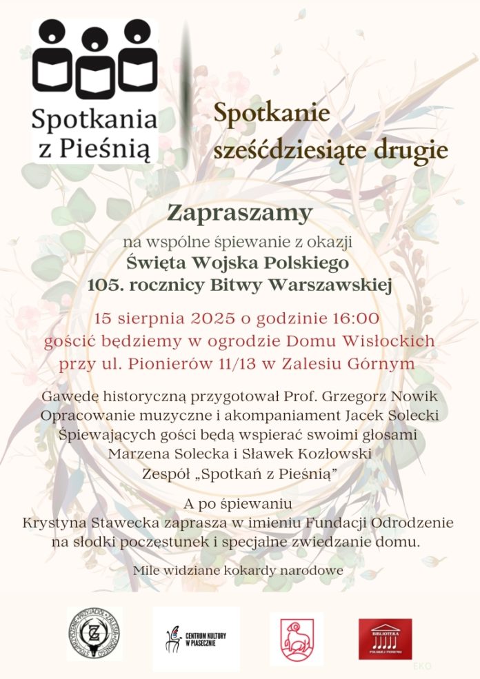 Śpiewanie z okazji Święta Wojska Polskiego i 105 rocznicy Bitwy Warszawskiej w Zalesiu Górnym
