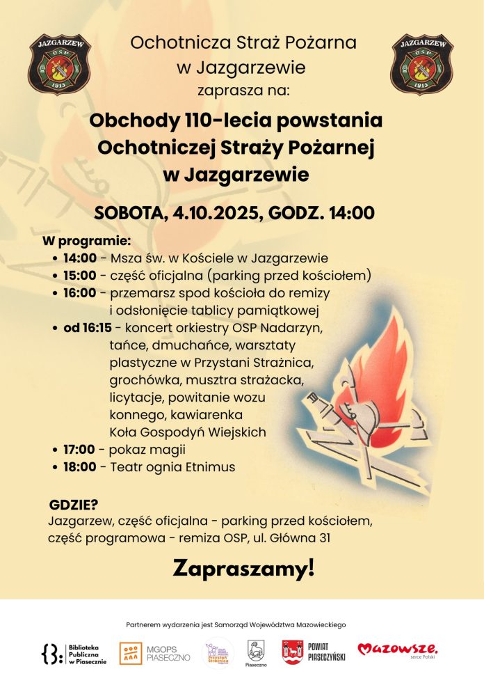 Obchody 110-lecia powstania Ochotniczej Straży Pożarnej w Jazgarzewie