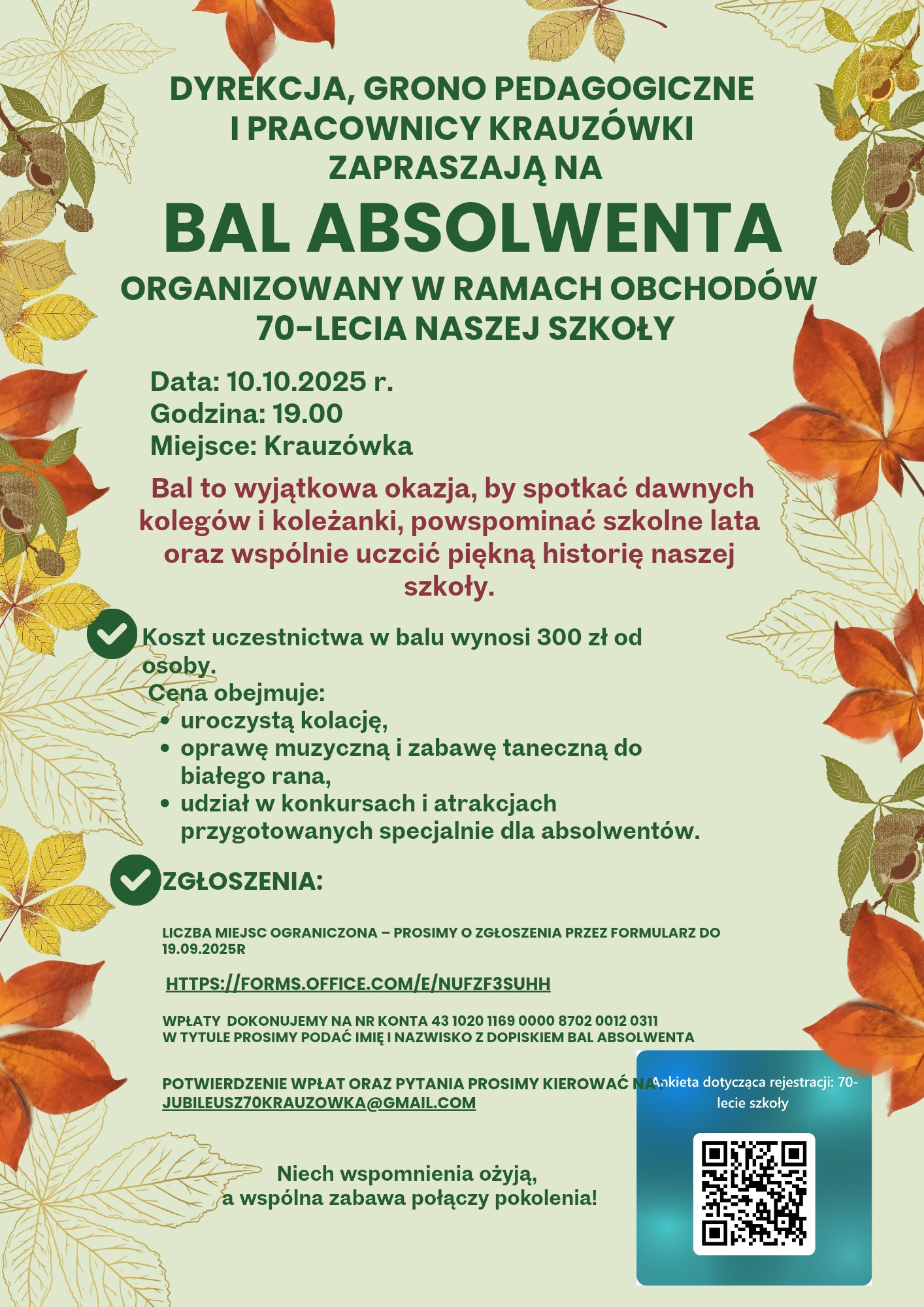 Bal Absolwenta jubileusz 70-lecia Krauzówki