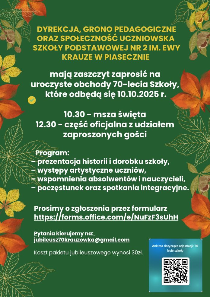 70-lecie Krauzówki jubileusz Szkoły Podstawowej nr 2 im. Ewy Krauze w Piasecznie