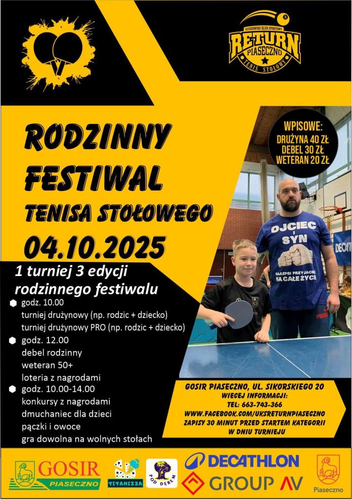 Rodzinny Festiwal Tenisa Stołowego w Piasecznie 2025