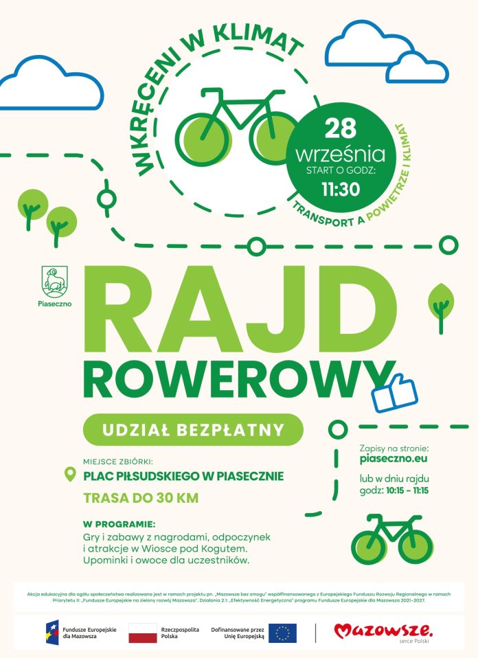 Rodzinny rajd rowerowy w Piasecznie z licznymi atrakcjami i nagrodami
