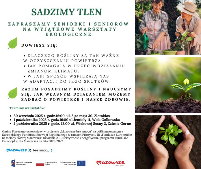 Sadzimy Tlen warsztaty ekologiczne dla seniorek i seniorów z terenu gminy Piaseczno