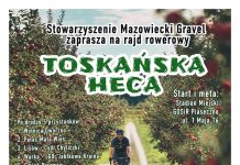 toskańska heca plakat przedstawiający kolarza jadącego przez sady