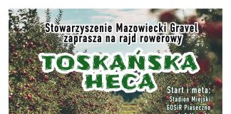 toskańska heca plakat przedstawiający kolarza jadącego przez sady