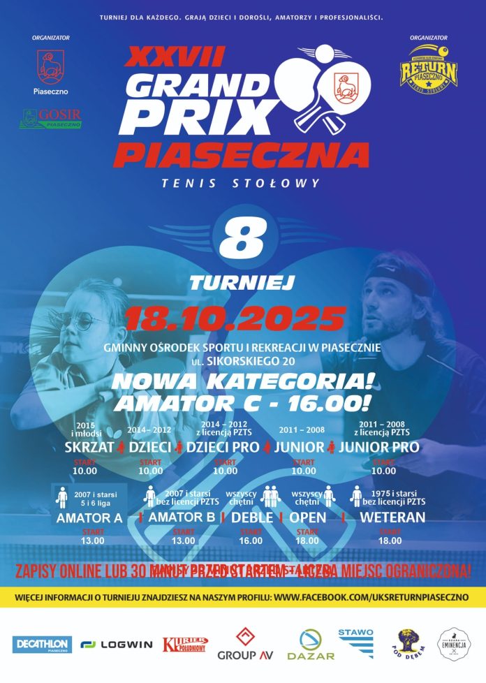 Grand Prix Piaseczna w tenisie stołowym w Piasecznie 2025