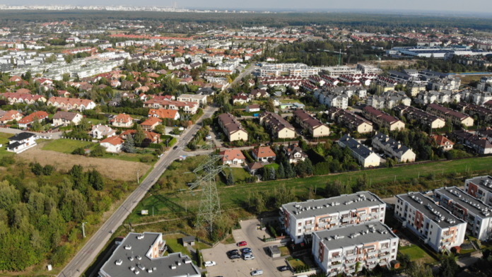 józefosław panorama widok zabudowy z drona