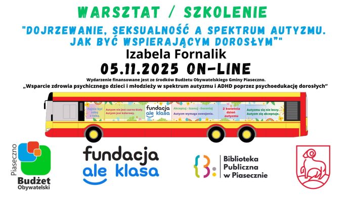 szkolenie on-line Dojrzewanie, seksualność a spektrum autyzmu. Jak być wspierającym dorosłym banerek ze szczegółami warsztatów
