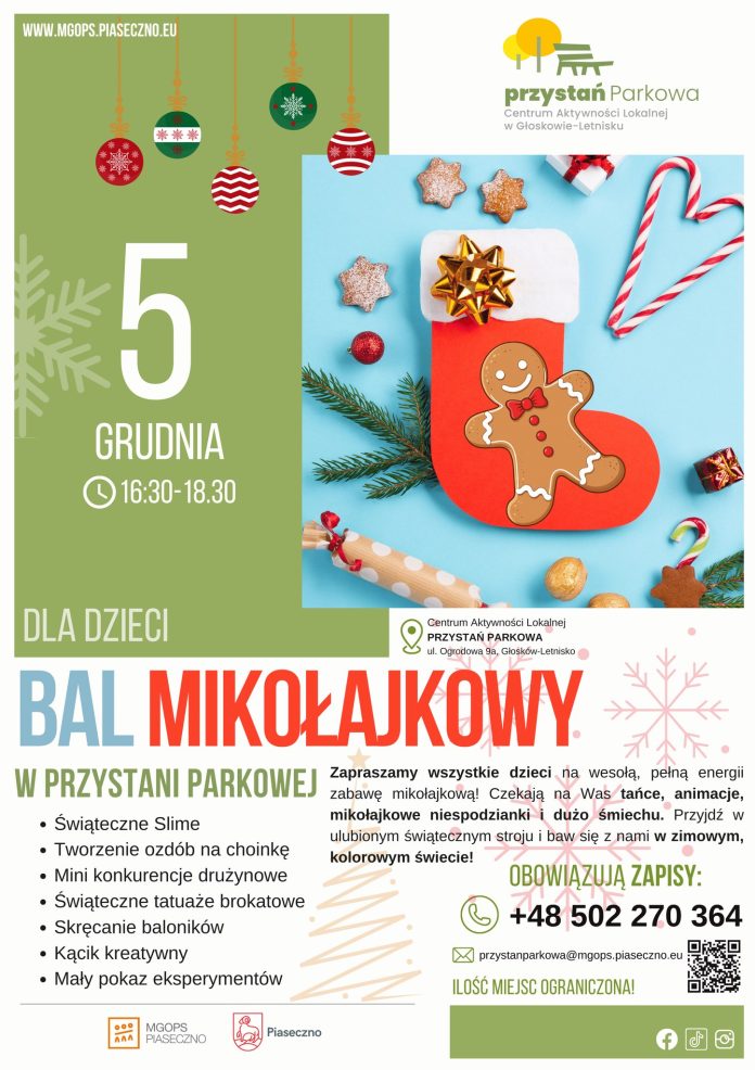 Bal Mikołajkowy w Przystani Parkowej Głosków-Letnisko