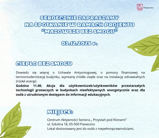 plakat Spotkanie edukacyjne Ciepło bez smogu