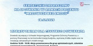 plakat spotkanie Mazowsze bez smogu