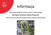 Konsultacje społeczne projektu zmiany planu miejscowego dla rejonu centrum miasta Piaseczno