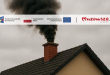 Akcja edukacyjna dotycząca obowiązującej na Mazowszu uchwały antysmogowej dach z dymem z komina