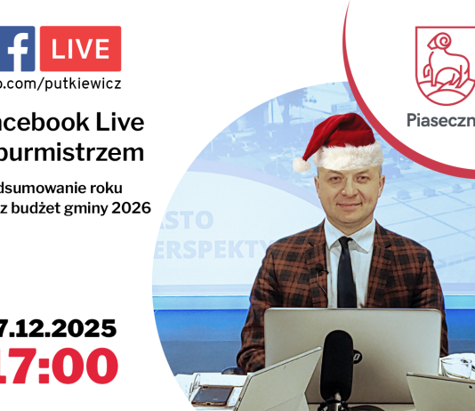 Facebook Live z burmistrzem Piaseczna grudzień 2025