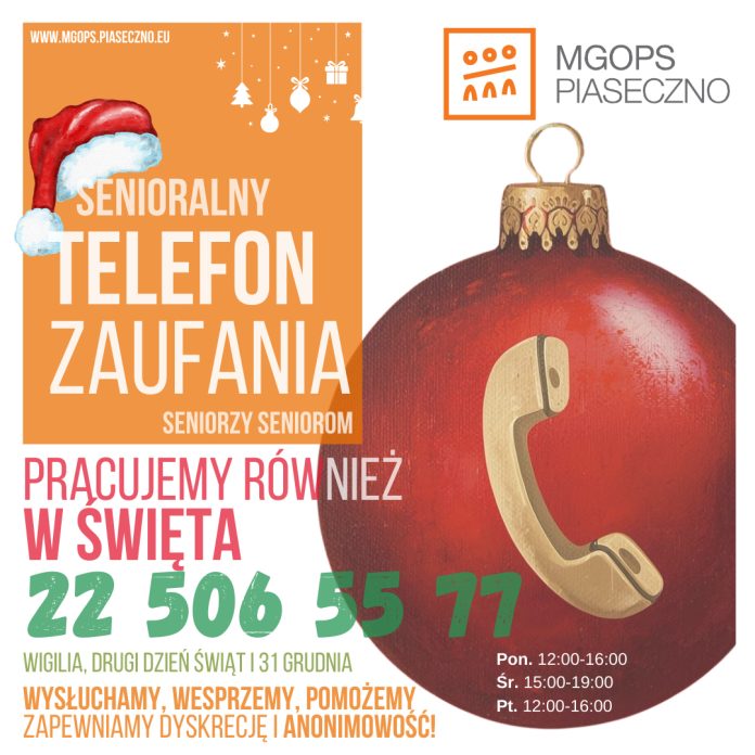 Senioralny Telefon Zaufania działa w okresie świątecznym 2025