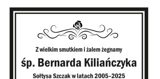 Kondolencje Bernard Kiliańczyk Sołtys Szczak
