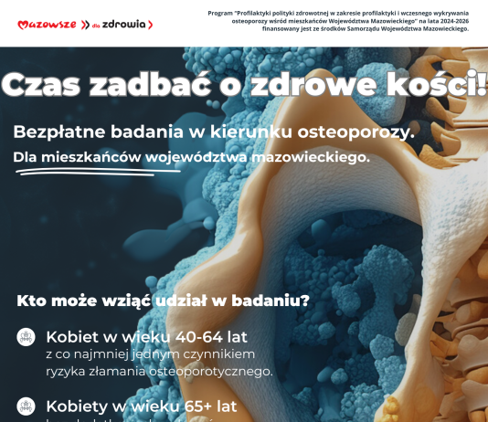 plakat promujący bezpłatne badania w kierunku osteoporozy