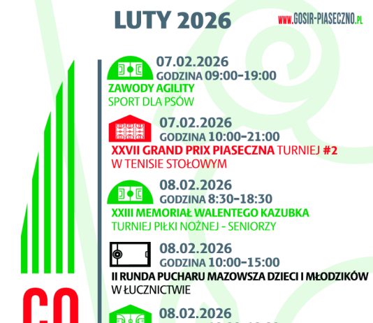 Sportowy Luty w GOSiR Piaseczno - kalendarz imprez sportowych