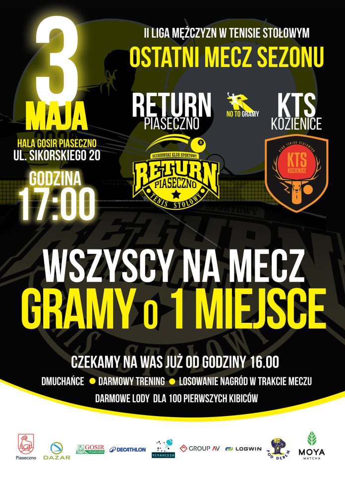 UKS Return vs. KTS Kozienice mecz sezonu II ligi w tenisie stołowym