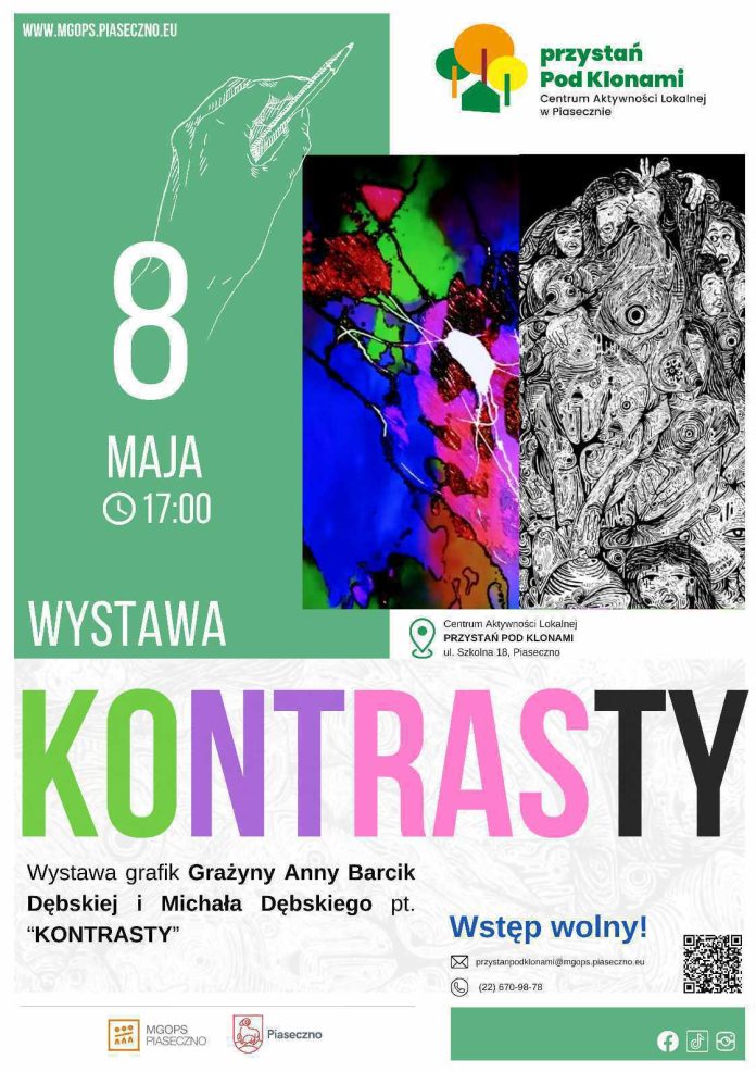 Wystawa Kontrasty w Przystani Pod Klonami w Piasecznie