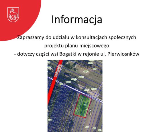 Konsultacje społeczne dla projektu planu miejscowego części wsi Bogatki w rejonie ulicy Pierwiosnków