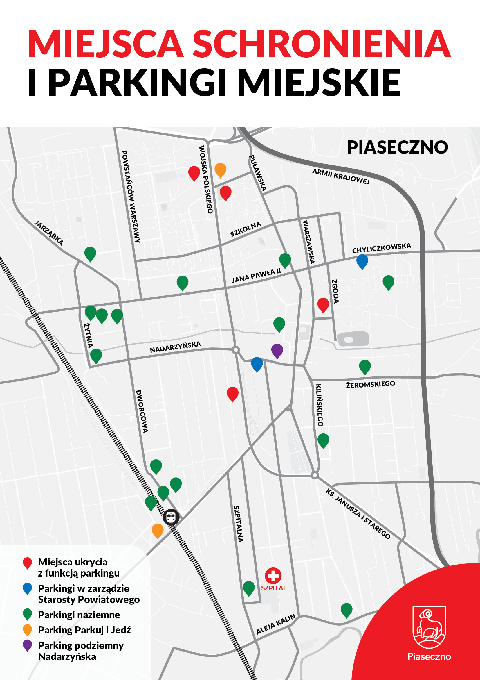 grafika z mapa i zaznaczonymi parkingami