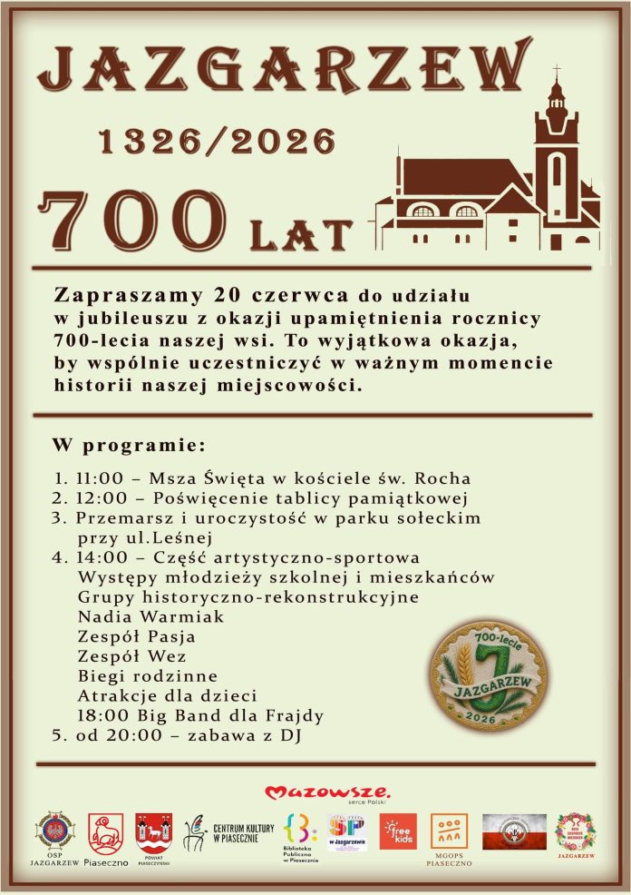 700 lat Jazgarzewa 1326-2026 700 lat Jazgarzewa 1326-2026