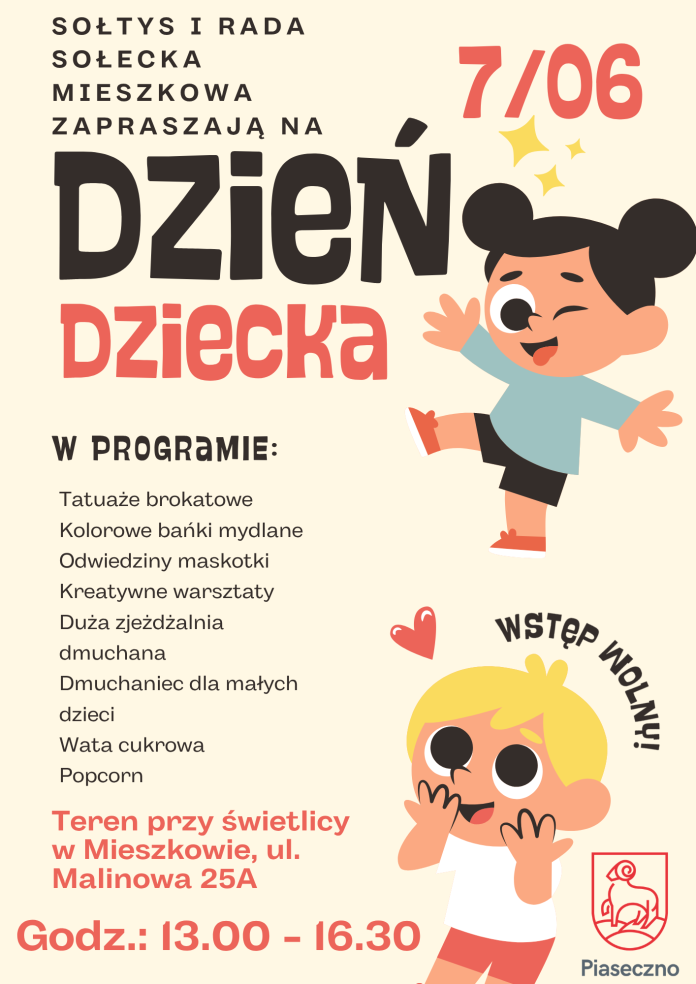 Sołtys i Rada Sołecka Mieszkowa zapraszają na Piknik z okazji Dnia Dziecka