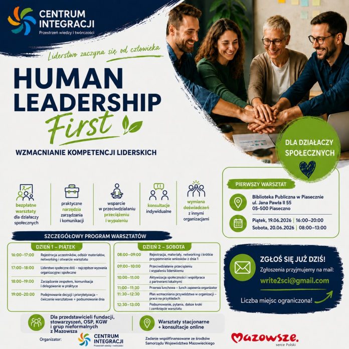 Bezpłatne warsztaty Human Leadership First dla działaczy społecznych z Mazowsza